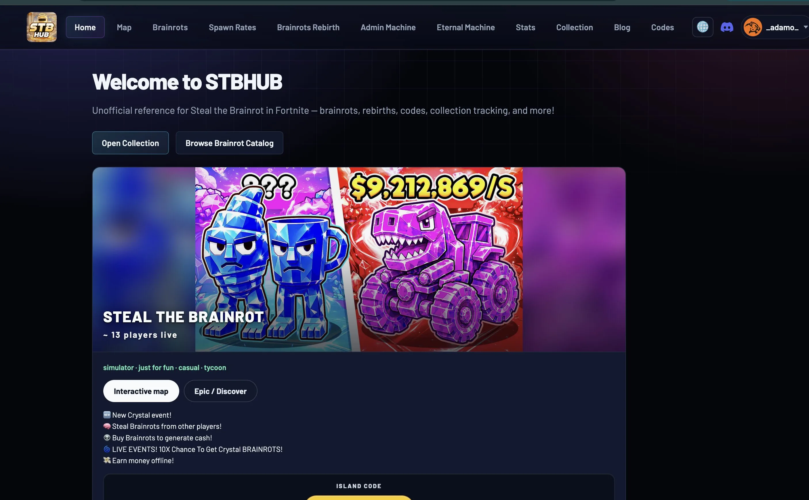 【フォートナイト】ブレインロットを盗め(STEAL THE BRAINROT)の非公式攻略サイト「STB Hub」が登場!性能や素材が一目で丸分かり